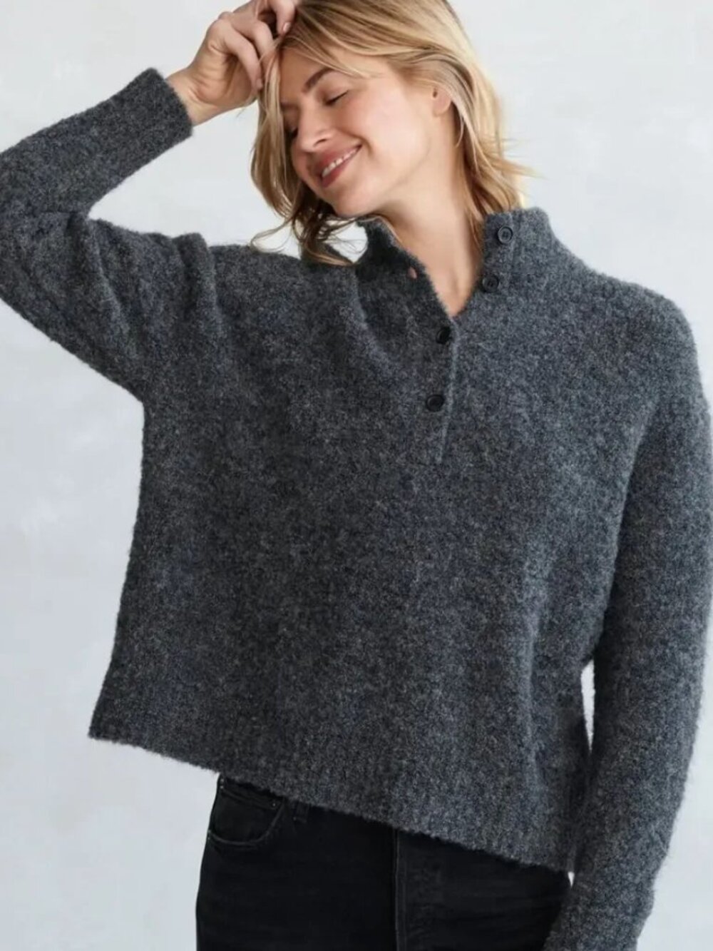 Jenni Kayne Boucle Button Pullover Sweater